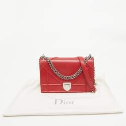 مملوكة مسبقًا Dior Red Leather Medium Diorama Flap Shoulder Bag