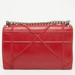 مملوكة مسبقًا Dior Red Leather Medium Diorama Flap Shoulder Bag