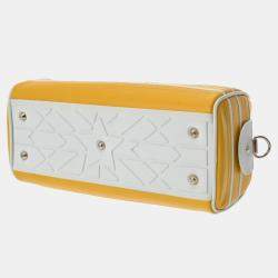 Dior Yellow/White Leather Small Vibe Zip Bowling Bag
