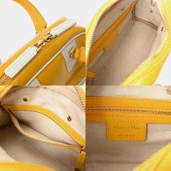 Dior Yellow/White Leather Small Vibe Zip Bowling Bag