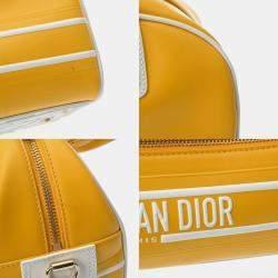 Dior Yellow/White Leather Small Vibe Zip Bowling Bag