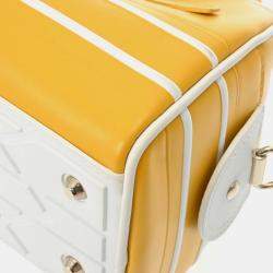 Dior Yellow/White Leather Small Vibe Zip Bowling Bag