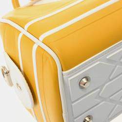 Dior Yellow/White Leather Small Vibe Zip Bowling Bag