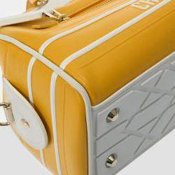 Dior Yellow/White Leather Small Vibe Zip Bowling Bag