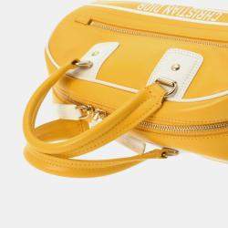 Dior Yellow/White Leather Small Vibe Zip Bowling Bag
