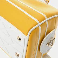 Dior Yellow/White Leather Small Vibe Zip Bowling Bag