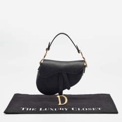 Pre Owned Dior Black Leather Mini Saddle Bag