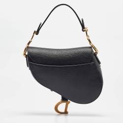 Pre Owned Dior Black Leather Mini Saddle Bag