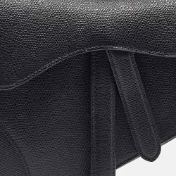 Pre Owned Dior Black Leather Mini Saddle Bag