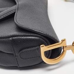Pre Owned Dior Black Leather Mini Saddle Bag