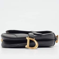 Pre Owned Dior Black Leather Mini Saddle Bag