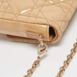 Pre Owned Dior Beige Cannage Patent Leather Miss Dior Promenade Chain Pouch