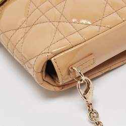 Pre Owned Dior Beige Cannage Patent Leather Miss Dior Promenade Chain Pouch