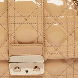 Pre Owned Dior Beige Cannage Patent Leather Miss Dior Promenade Chain Pouch