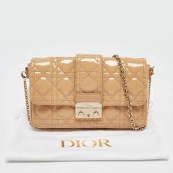 Pre Owned Dior Beige Cannage Patent Leather Miss Dior Promenade Chain Pouch
