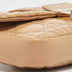Pre Owned Dior Beige Cannage Patent Leather Miss Dior Promenade Chain Pouch