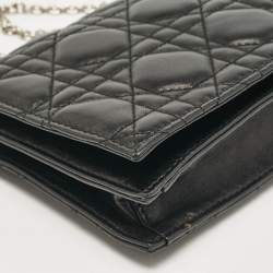 Dior Black Cannage Leather Lady Dior Chain Clutch