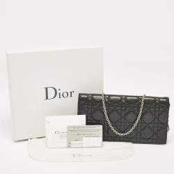 Dior Black Cannage Leather Lady Dior Chain Clutch