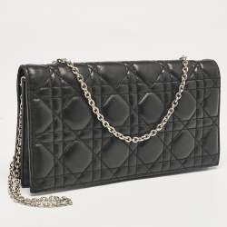 Dior Black Cannage Leather Lady Dior Chain Clutch