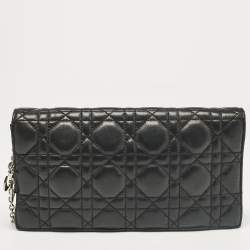 Dior Black Cannage Leather Lady Dior Chain Clutch