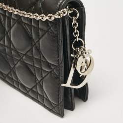 Dior Black Cannage Leather Lady Dior Chain Clutch