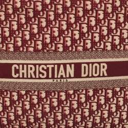 Dior Burgundy Oblique Embroidered Canvas Large Book Tote