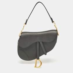 Pre Owned Dior Black Leather Saddle Bag