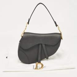Pre Owned Dior Black Leather Saddle Bag