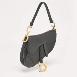 Pre Owned Dior Black Leather Saddle Bag