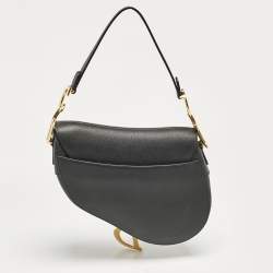 Pre Owned Dior Black Leather Saddle Bag
