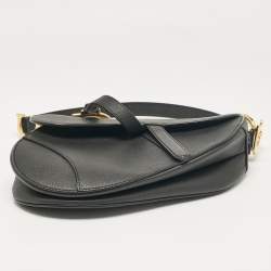Pre Owned Dior Black Leather Saddle Bag