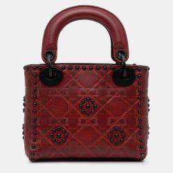 Dior Mini Embossed Calfskin Cannage Flower Studded Lady Dior Bag