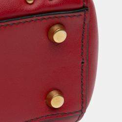 Dior Red Lambskin Cannage Mini Studded Supple Lady Dior Tote Bag