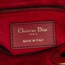 Dior Red Lambskin Cannage Mini Studded Supple Lady Dior Tote Bag