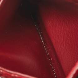 Pre Owned Dior Red Cannage Patent Leather Card Holder