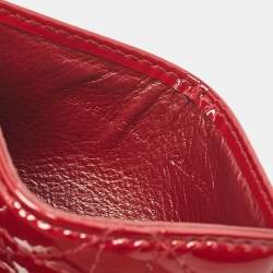 Pre Owned Dior Red Cannage Patent Leather Card Holder