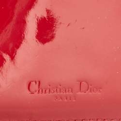 Pre Owned Dior Red Cannage Patent Leather Card Holder