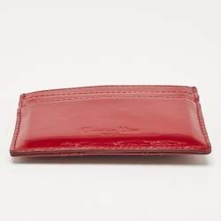 Pre Owned Dior Red Cannage Patent Leather Card Holder