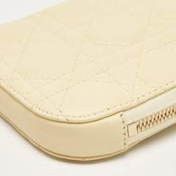 Pre Owned Dior Yellow Cannage Leather Lady Dior Phone Holder with Chain