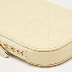 Pre Owned Dior Yellow Cannage Leather Lady Dior Phone Holder with Chain