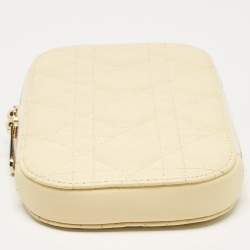 Pre Owned Dior Yellow Cannage Leather Lady Dior Phone Holder with Chain