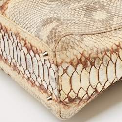 Pre Owned Dior Gold/Beige Python Large Lady Dior Tote