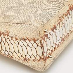 Pre Owned Dior Gold/Beige Python Large Lady Dior Tote