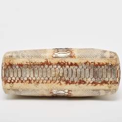 Pre Owned Dior Gold/Beige Python Large Lady Dior Tote