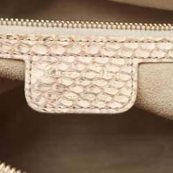 Pre Owned Dior Gold/Beige Python Large Lady Dior Tote