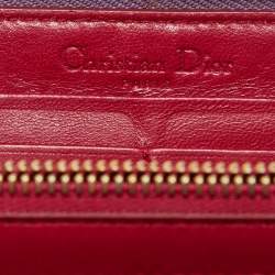 Dior Purple Cannage Patent Leather Lady Dior Zip Around Wallet