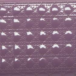 Dior Purple Cannage Patent Leather Lady Dior Zip Around Wallet