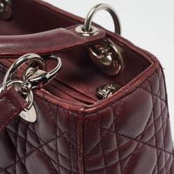 Dior Burgundy Cannage Leather Medium Lady Dior Tote