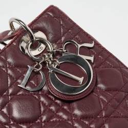 Dior Burgundy Cannage Leather Medium Lady Dior Tote