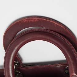 Dior Burgundy Cannage Leather Medium Lady Dior Tote